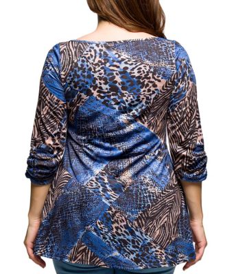 Plus Size Three Quarter Sleeve Tunic Top