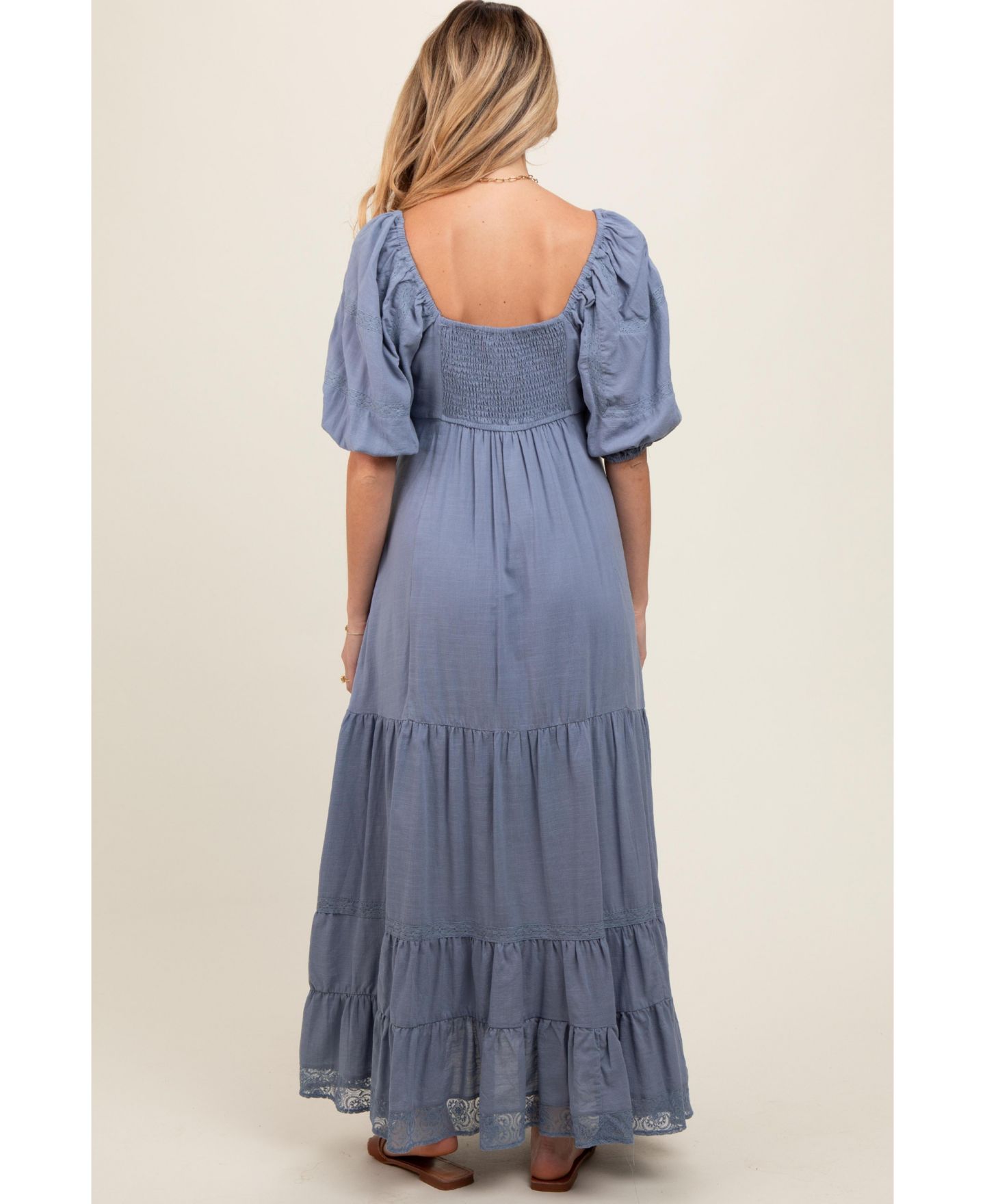 Женское платье Pinkblush Blue Lace Insert Maxi, цвет: Синий — фото 3