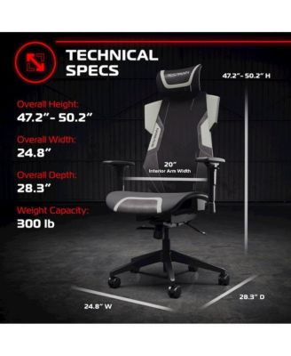 Gaming Chair With Lumbar Support, With Wheels for Computer/Desk/Office - Gray
