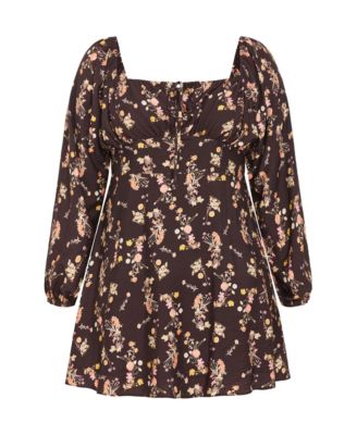 Plus Size Abbie Long Sleeve Print Mini Dress