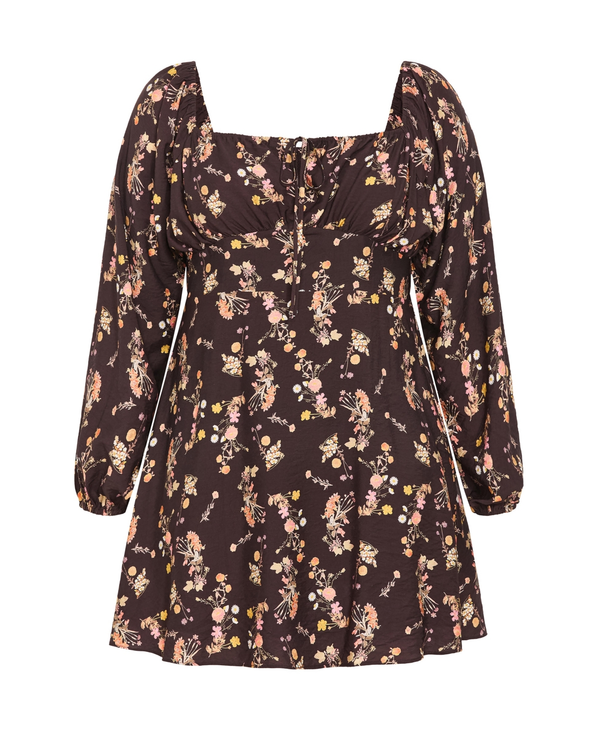 City Chic Women's Abbie Long Sleeve Print Mini Dress