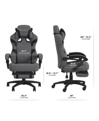 Gaming Chairs For Adults With Headrest Pillow - Grey Fabric