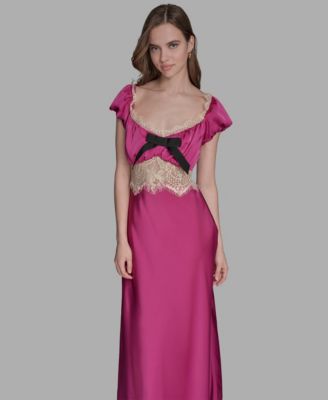 Women's Cap Sleeve Maxi Lace Dress