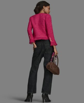 Women's V-Neck Fringe Sequin Tween Jacket