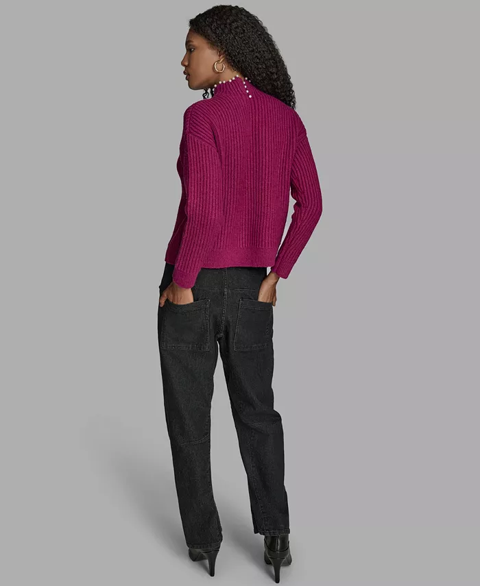 Women's Long Sleeve Mock Neck Sweater - thumbnail 5