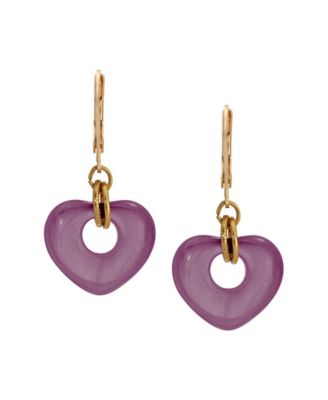 Gold Tone Heart Drop Leverback Earrings