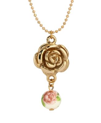 Gold Tone Flower Pendant Necklace