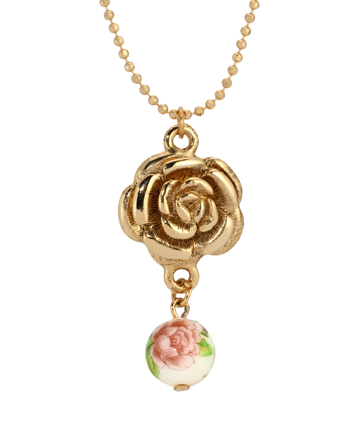 2028 Gold Tone Flower Pendant Necklace In Sand