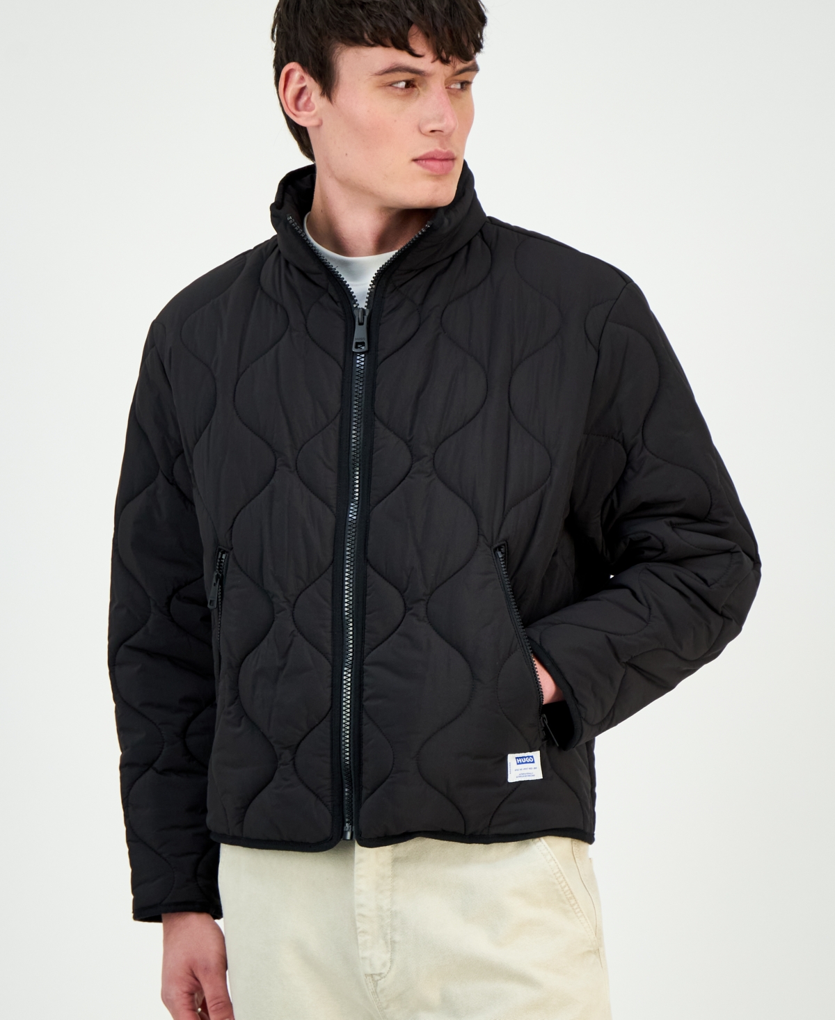 Hugo Boss Quilted Zip-up Jacket In Black