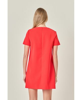 Women's Gold Button Detailed Mini Dress