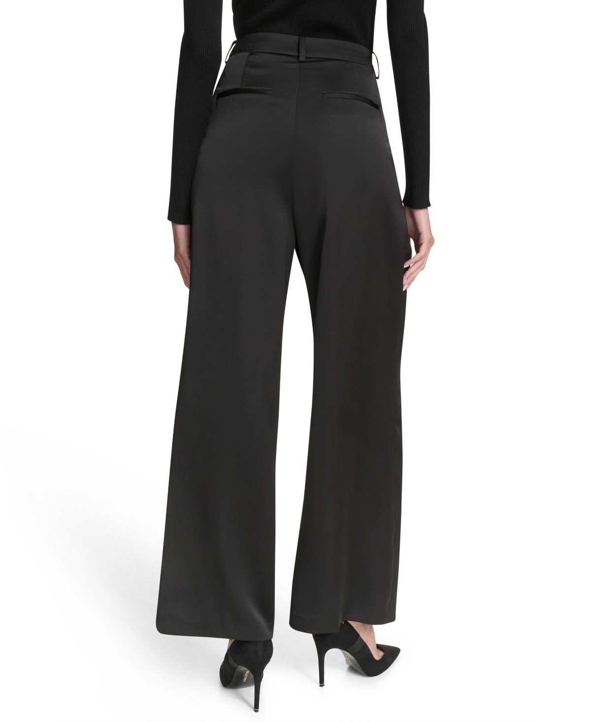 Halston Women's Pull-on Ponte Wide Leg Trousers In Black