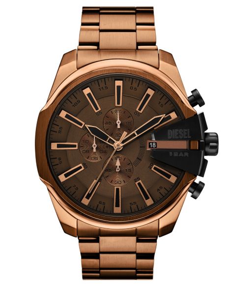 Мужские часы Diesel Mega Chief Slim Quartz Chronograph Brown Stainless Steel Watch, 48mm