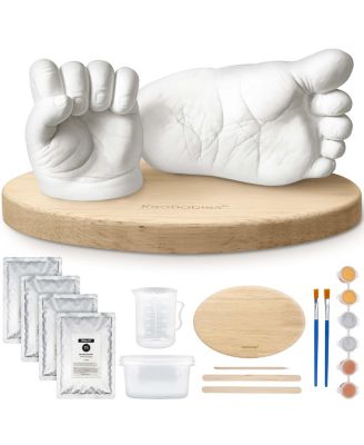 Reve Baby Casting Kit Hands and Feet Mold, 3D Baby Hand Casting Kit 0-9 Months with Wood Base, BPA-Free Baby Keepsake