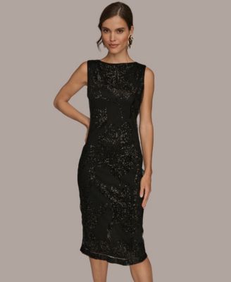 Women's Mesh Sequin Sleeveless Midi Dress