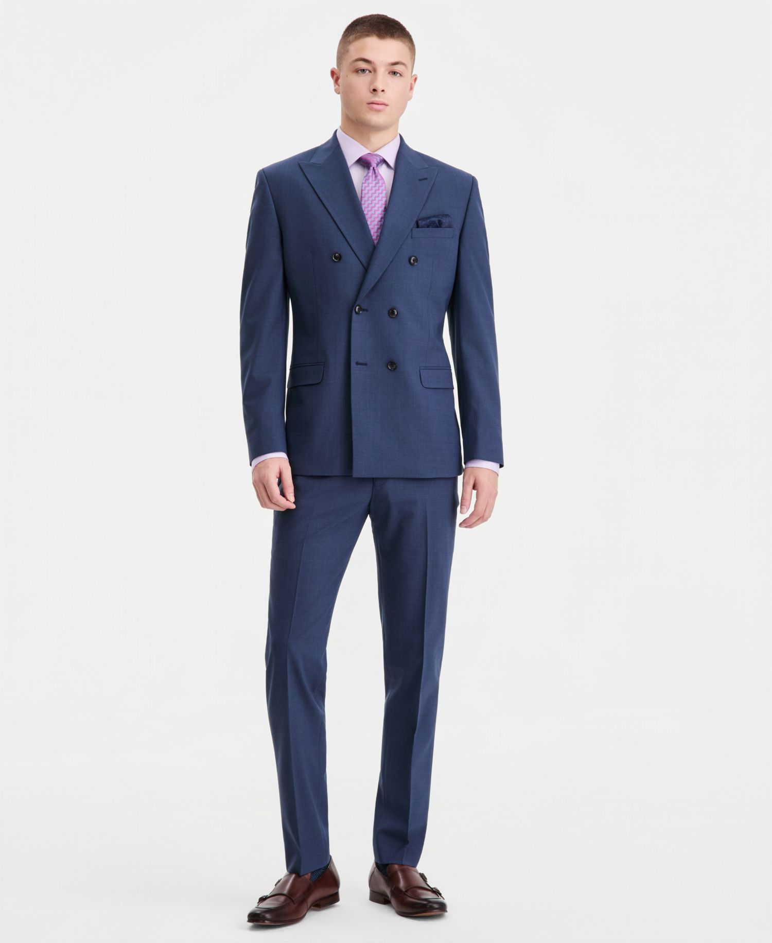 Men's Slim-Fit Double-Breasted Wool-Blend Suit Separates