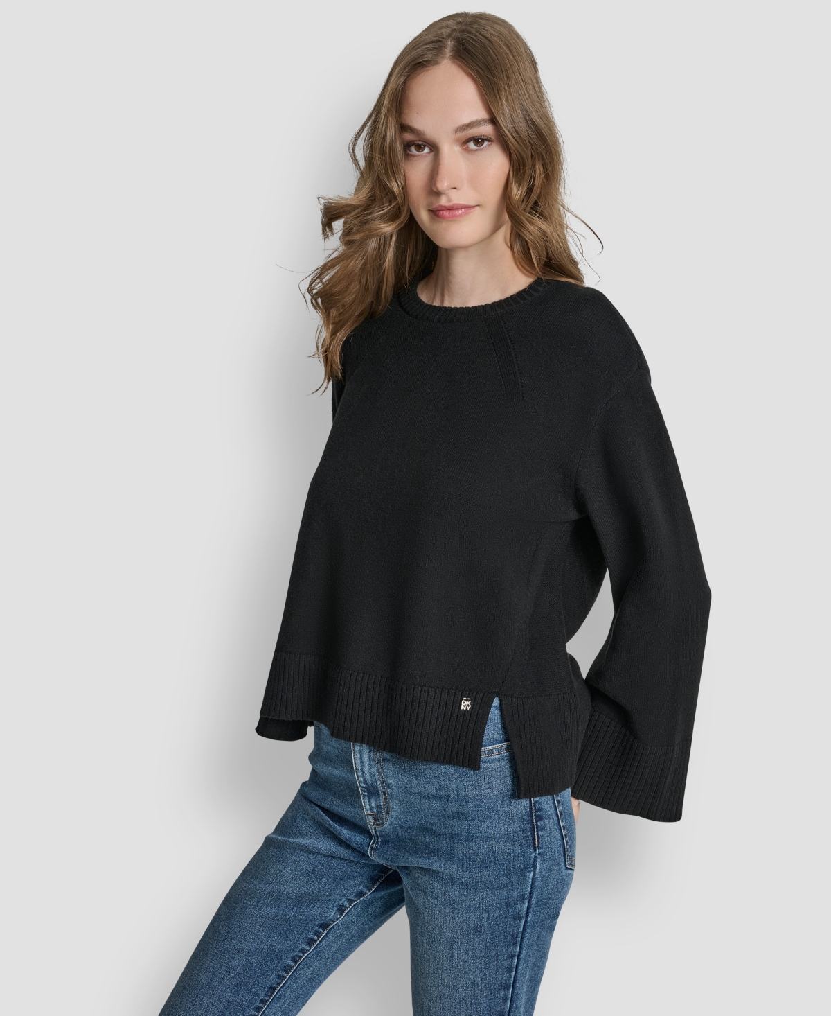 Dkny Jeans Women's High Low Hem Sweater In Black
