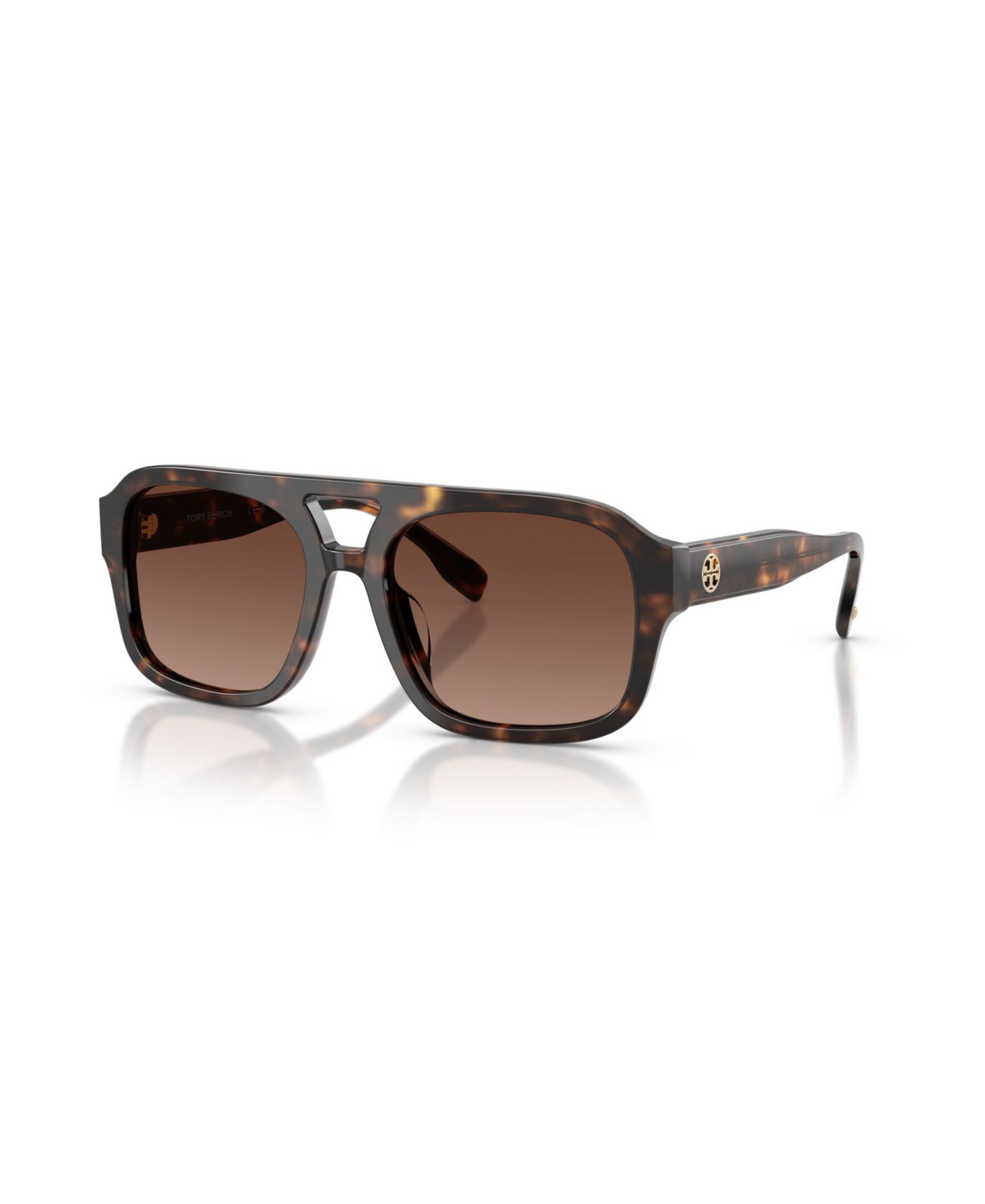 Женские солнцезащитные очки Tory Burch Polarized Sunglasses, TY7224U, цвет: Тёмный черепаховый — фото 1