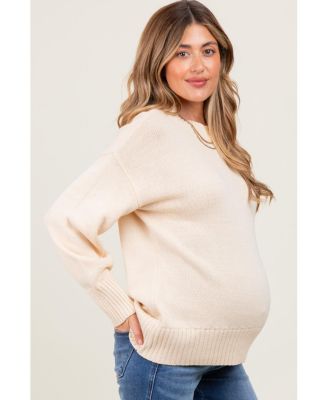 Maternity Burgundy Drop Shoulder Oversized Sweater
