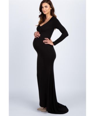 Black Long Sleeve Photoshoot Maternity Gown/Dress