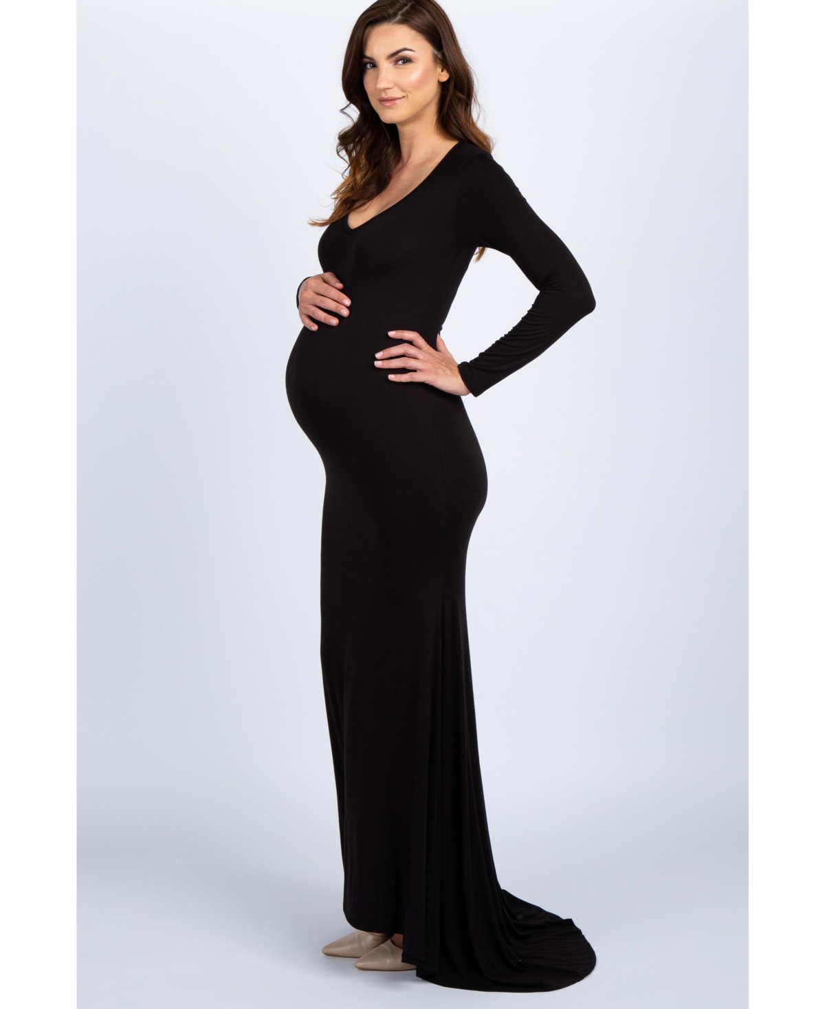 PinkBlush Black Long Sleeve Photoshoot Maternity Gown/Dress