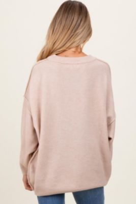 Maternity Black Oversized Crewneck Melange Knit Sweater