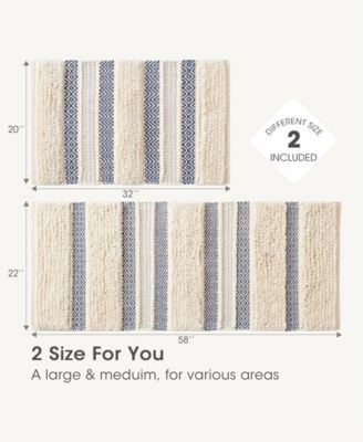 Asher Woven Texture Stripe Bath Rug, 22" x 58"