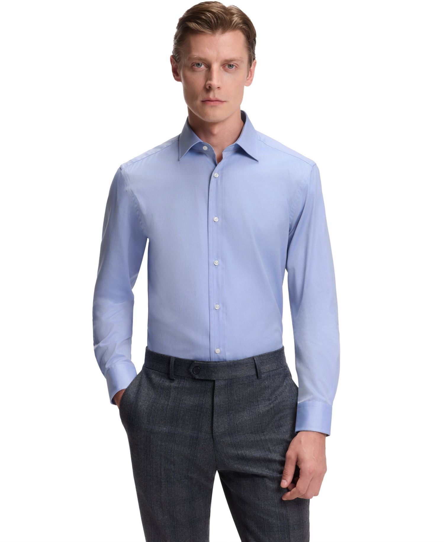 BECKHAM x BOSS Men's Oxford Cotton Slim-Fit Dress Shirt