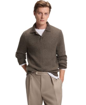 Hugo Boss - Men's BECKHAM x BOSS Mouline Rib Polo-Collar Sweater