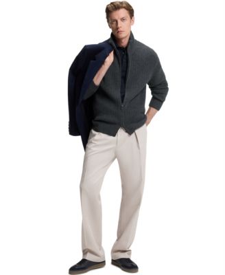 Men's BECKHAM x BOSS Wool Cashmere Zip-Up Cardigan