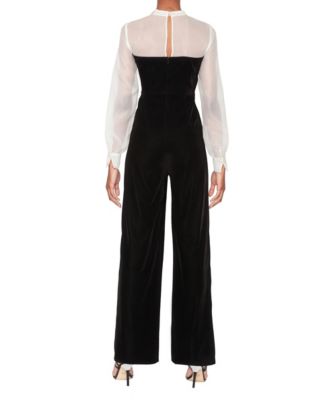 Women's Velvet Tuxedo Collared Jumpsuit