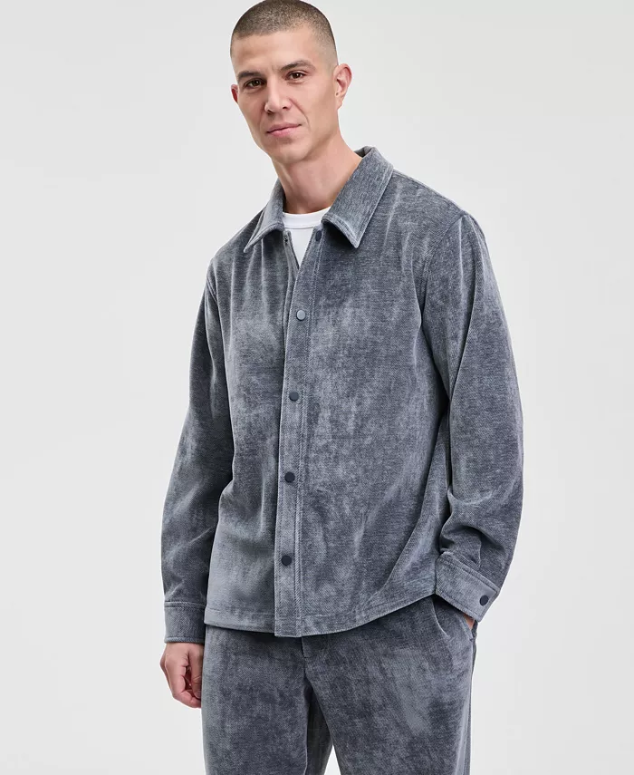 Men's Relaxed Fit Snap Front Soft Overshirt