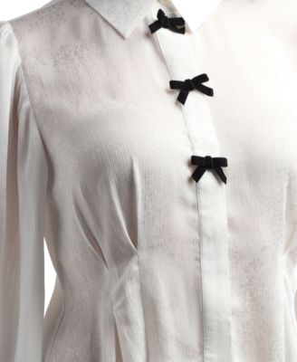 Women's Jacquard Crinkle Woven Balloon Sleeves Shirt