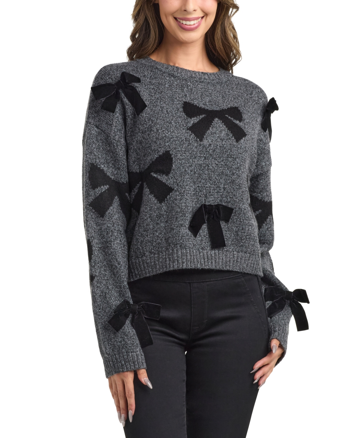 Bcx Women's Pull-on Cropped Sweater In Gray