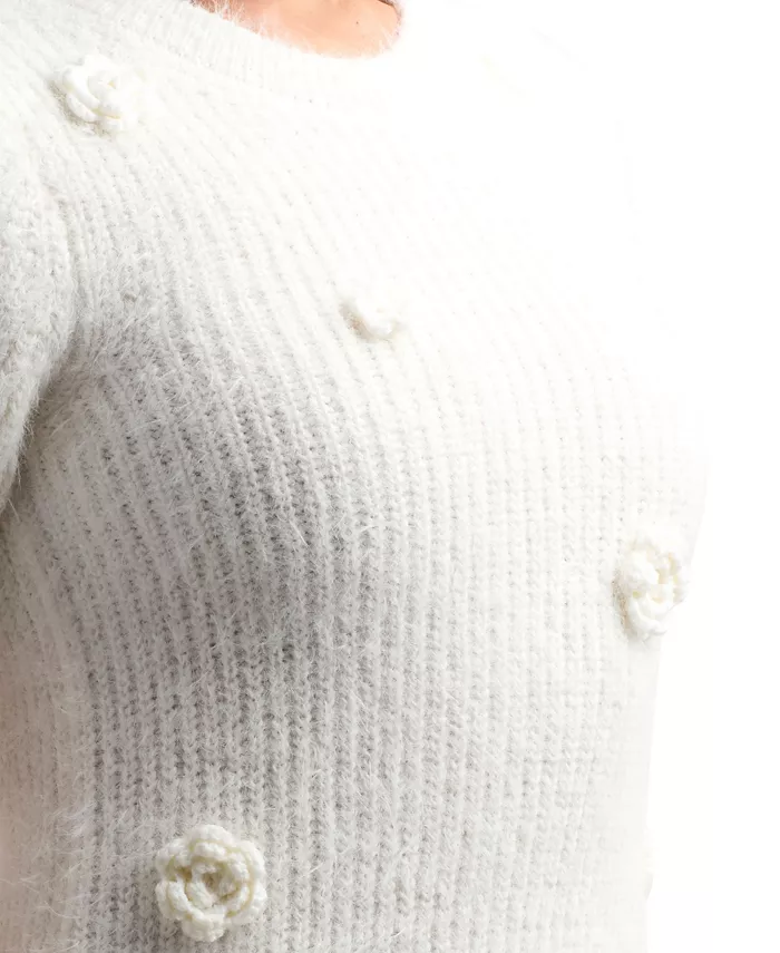 Women's Short Sleeve Crew Neck Sweater - thumbnail 3