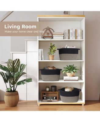 Woven Cotton Rope Storage Baskets with Handles, Decorative Set of 3