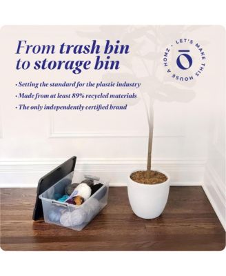 15 Qt Stackable Plastic Storage Container w/Snaplock Lid, Gray (4 Pack