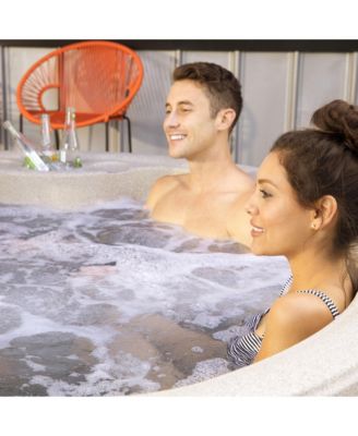 Key Largo Hot Tub Spa with 110 Volt Plug and Play and LED Light, Taupe