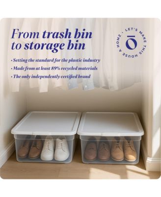 28 Qt Snaplock Clear Plastic Storage Container Bin with Secure Lid, 2 Pack