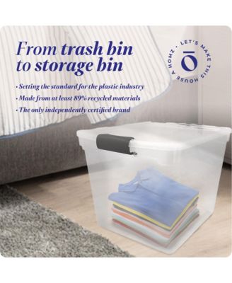 Secure Latch Large Clear Stackable Storage Container Bin, 31 Quart, 4 Count