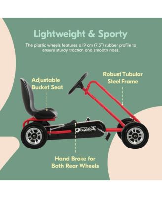 Lightning Ergonomic Pedal Ride On Go Kart Toy for Boys and Girls, Red