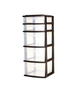Plastic 5 Drawer Home Storage Container Tower Closet Organizer