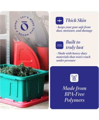 Durabilt 15 Gallon Heavy Duty Holiday Storage Tote, Green/Red (2 Pack