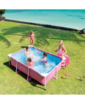 84" x 23.62" Outdoor Rectangular Frame Above Ground Swimming Pool, Pink