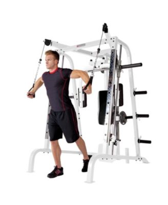 Pro Smith Cage Workout Machine Total Body Training Home Gym System, White