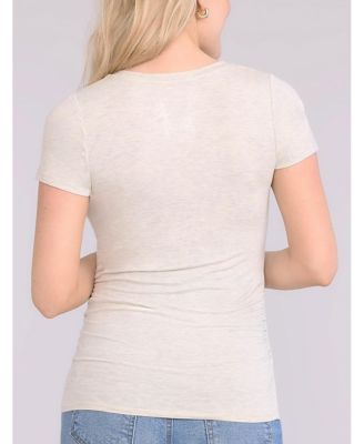 Maternity V-Neck Side-Ruched Short Sleeve Tee - Motherhood
