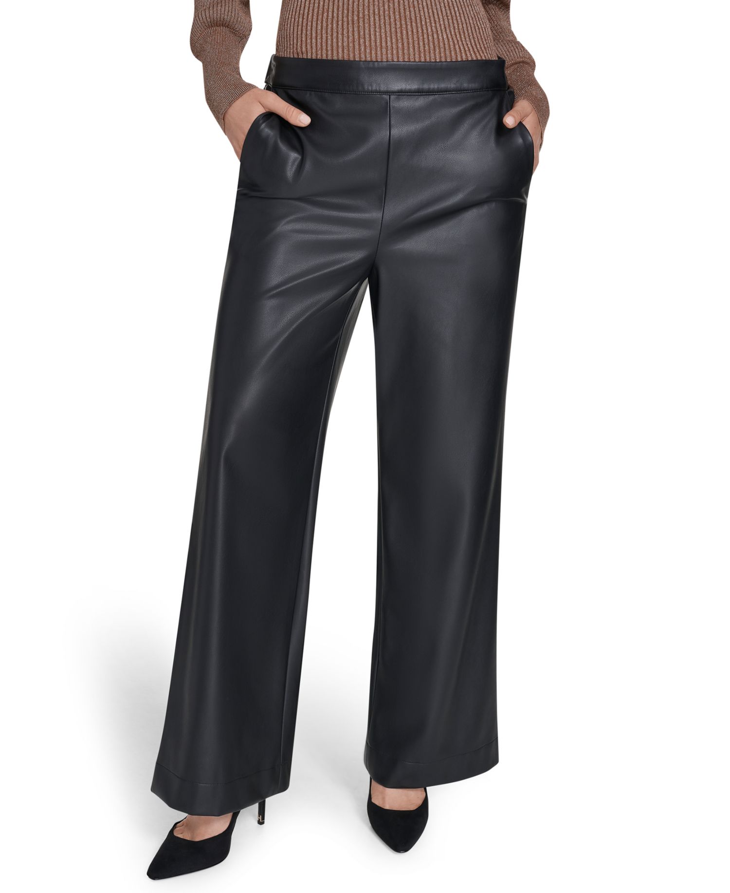 Women's Wide Leg Faux Leather Pants