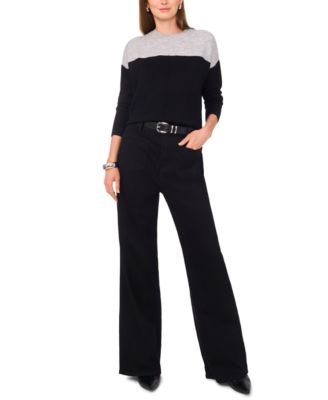 Women's Cozy Extended Shoulder Color Blocked Sweater 