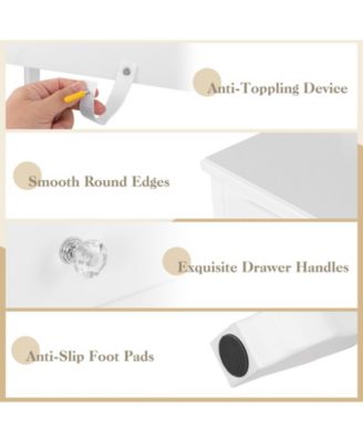 2Pc Lighted Mirror and Drawers Makeup Vanity Table Set