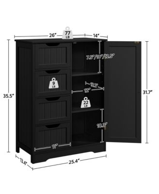 35.5” H Free-Standing Floor Cabinet with 4 Drawers and 1 Cupboard Espresso