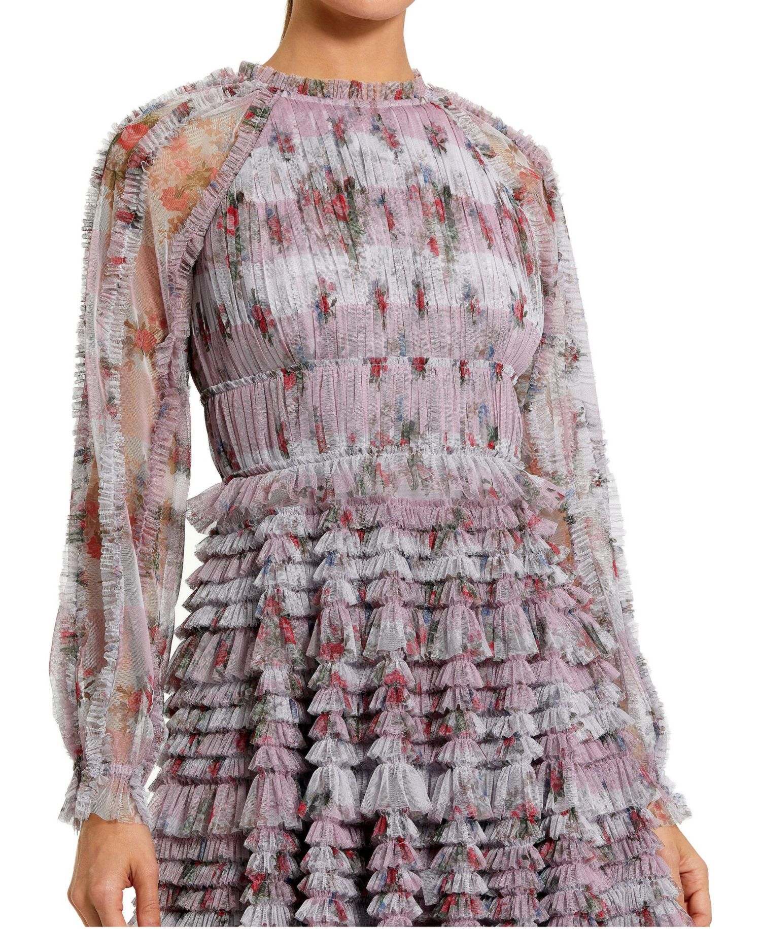 Women's Ruffle Long Sleeve Floral Mini Dress